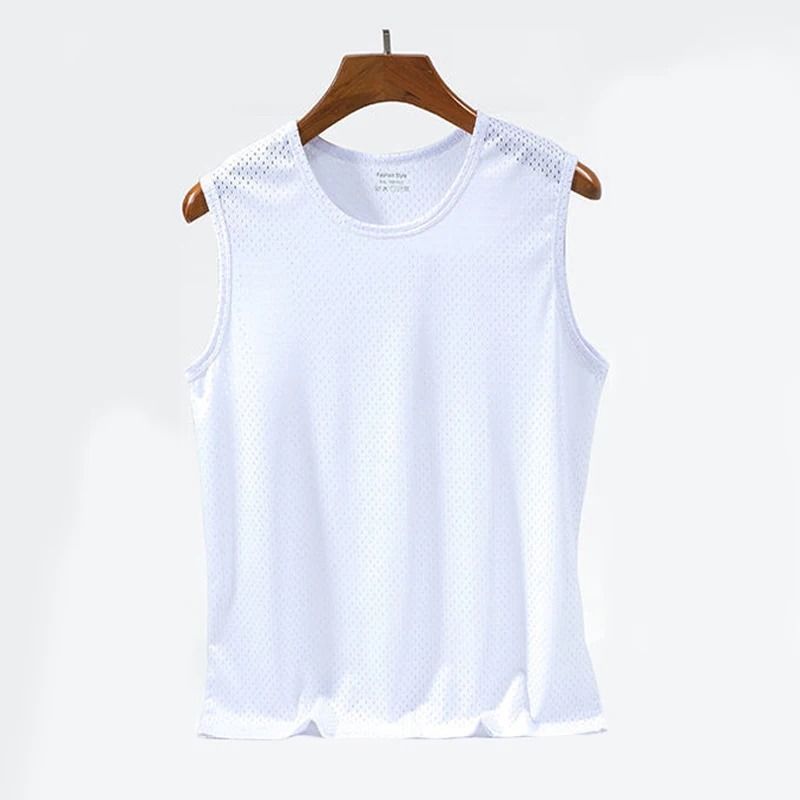 Men Mesh Tank Top Fitness Sleeveless Shirt Breathable Gym Vest