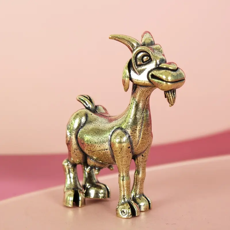 Vintage Brass Goat Statue Retro Animal Sculpture for Unique Home Decor