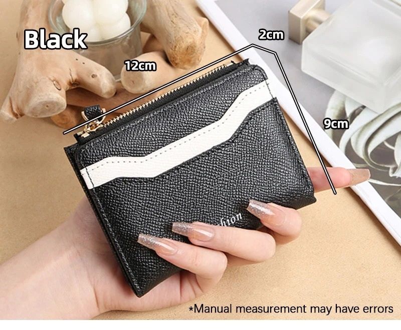 Simple and Elegant Ladies Fashion PU Spliced Small Wallet