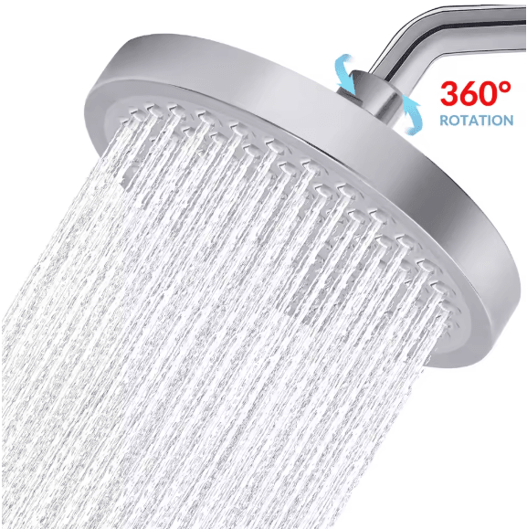 6-Inch High Pressure Stainless Steel Wall Mounted Rainfall Shower Head Adjustable Replacement