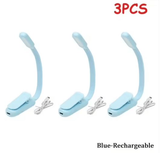 Mini Rechargeable Book Light USB Clip On Reading Lamp with Adjustable Brightness