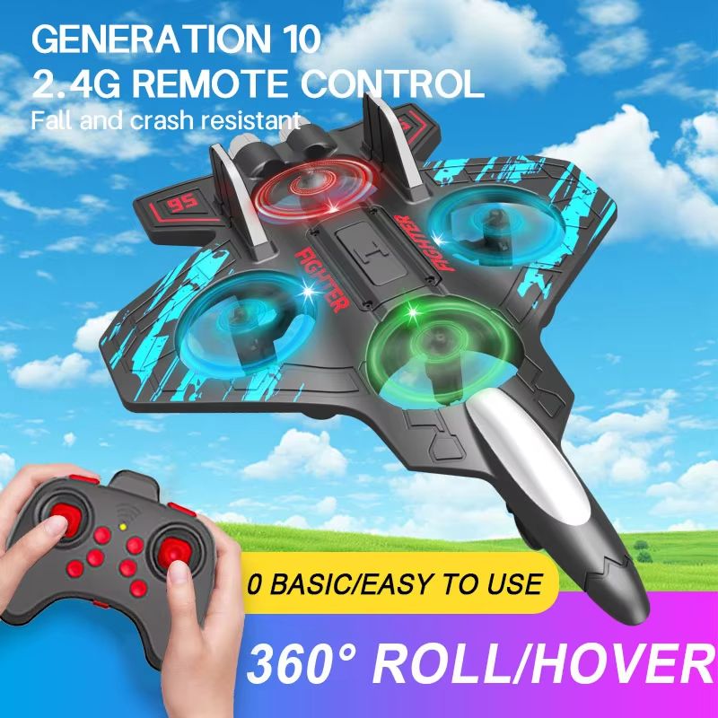 SkyRider RC Jet Plane – 2.4G Remote Control Foam Fighter with Lights & Stunt Action