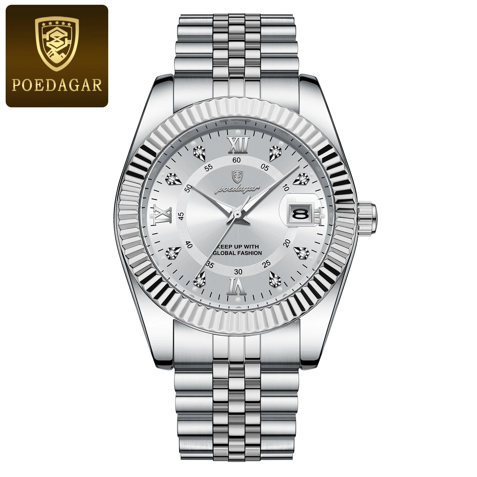 Waterproof Luxury Men's Quartz Watch, Military Date Wristwatch, Stainless Steel Fashion Watch