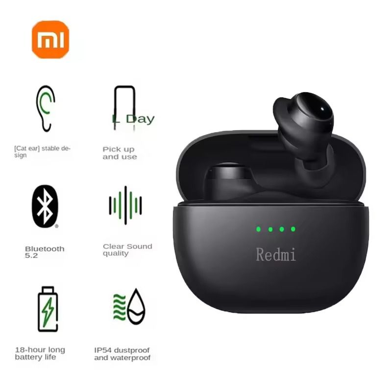 Redmi Bluetooth 5.2 Wireless Earbuds with Waterproof Design and Charging Case