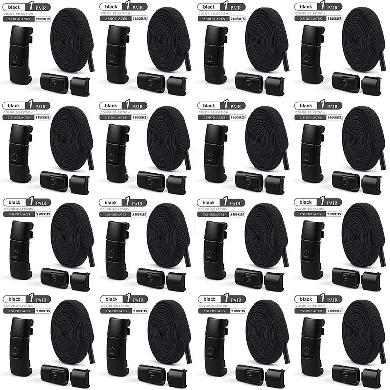 8mm No-Tie Elastic Shoelaces – Press Lock Flat Sneaker Laces