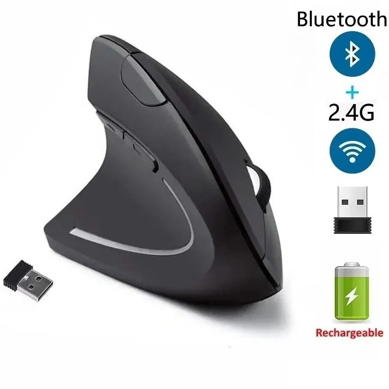 Ergonomic Vertical Gaming Mouse 2.4G Wireless Rechargeable Optical Mice for Laptops and Desktop