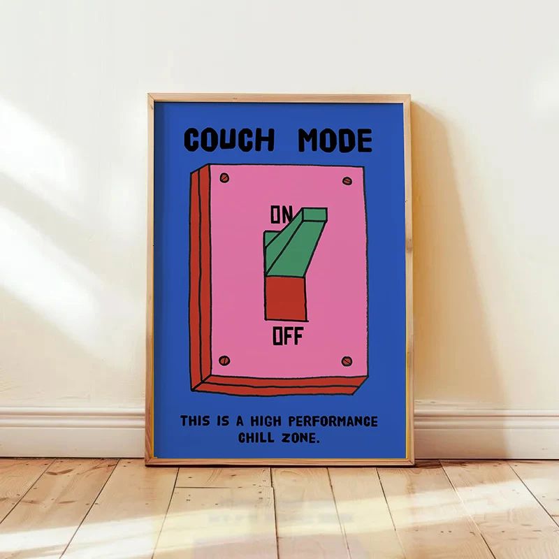 Retro mental health poster with Positive Quotes Cartoon Wall Art Print