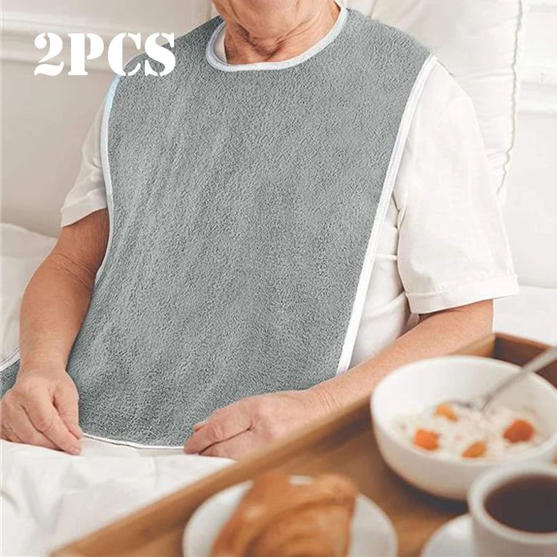 Adult Bibs for Elderly & Adults – Adjustable, Machine Washable Eating Protectors with Towel Wipe
