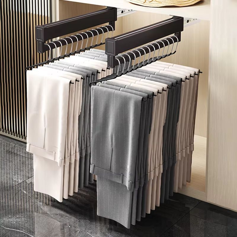 Space-Saving Expandable Sliding Pants Rack