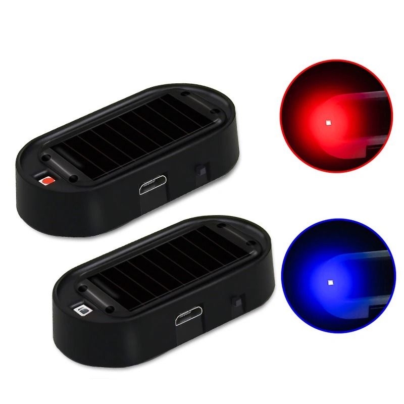 Solar Powered Dummy Car Alarm LED Security Warning Light Set
