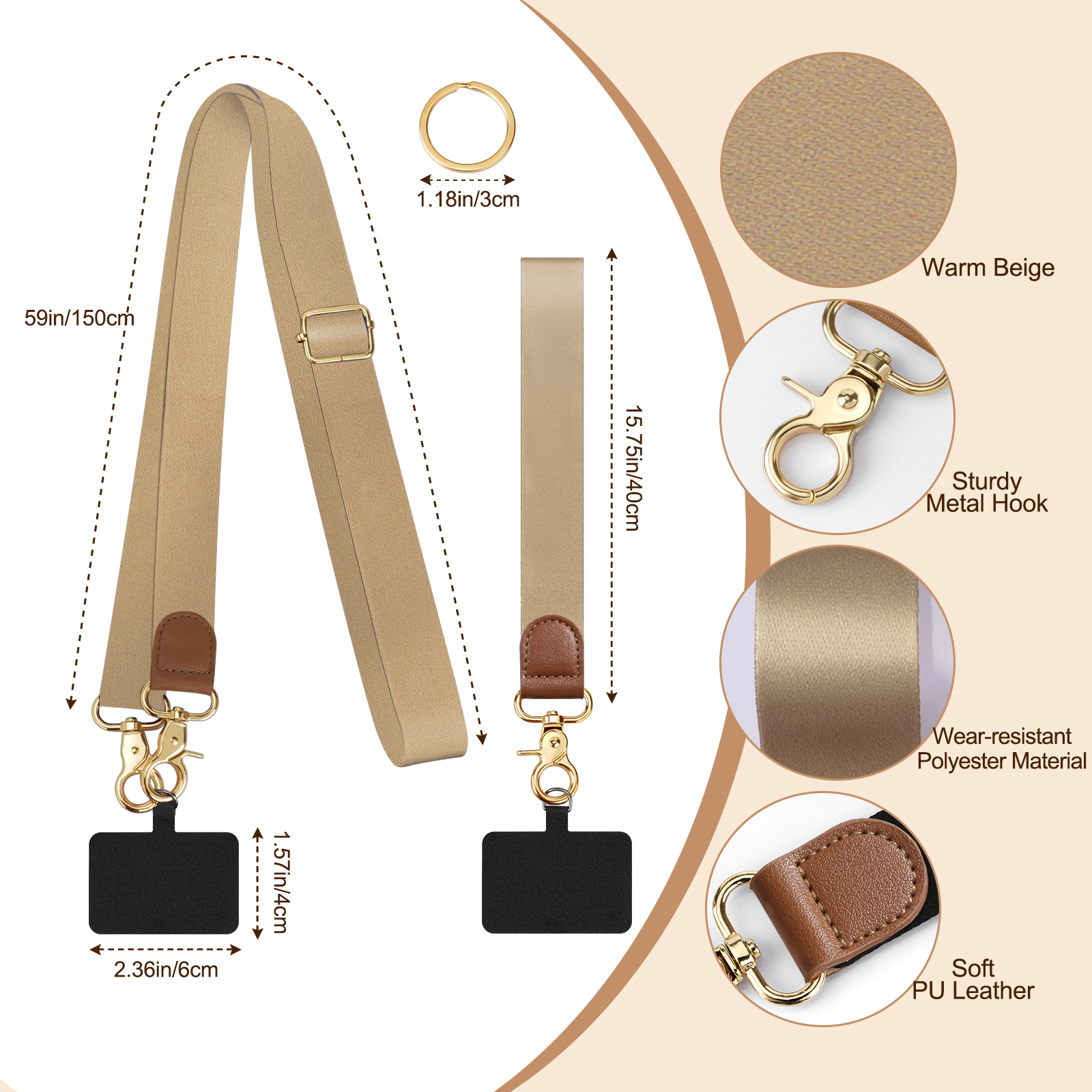 Universal Cell Phone Neck Lanyard, Phone Lanyard Crossbody Wrist Strap, Adjustable Anti-Theft Strap for All Smartphone