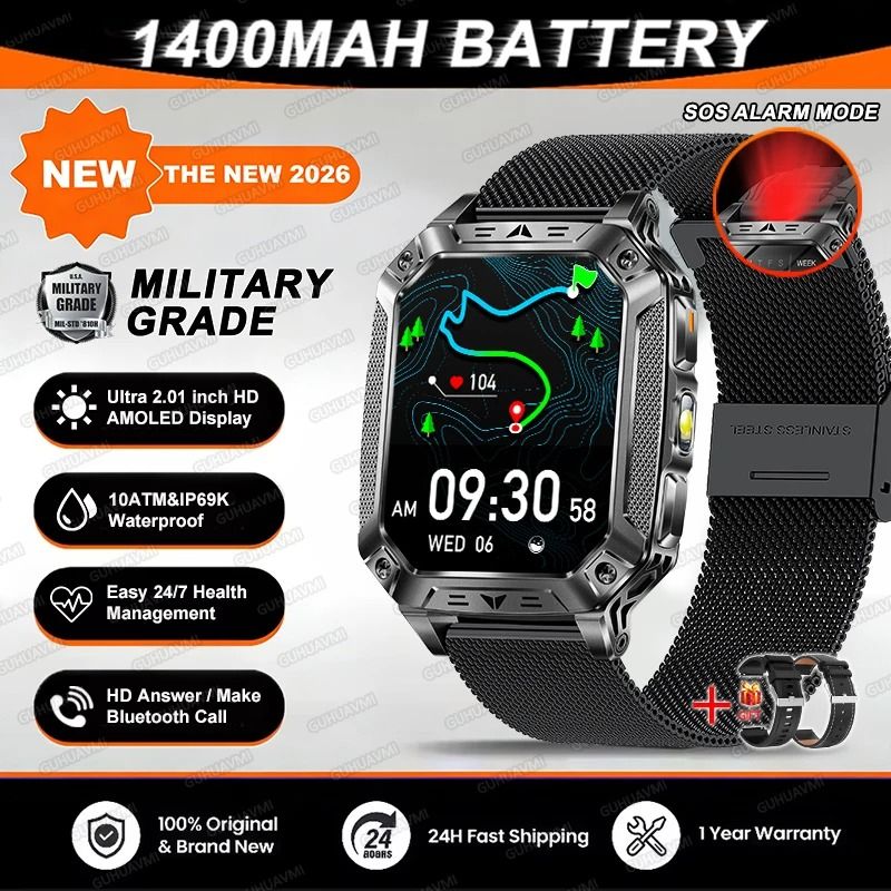 TANK Elite Military GPS Smartwatch | 1400mAh Battery & 2.01