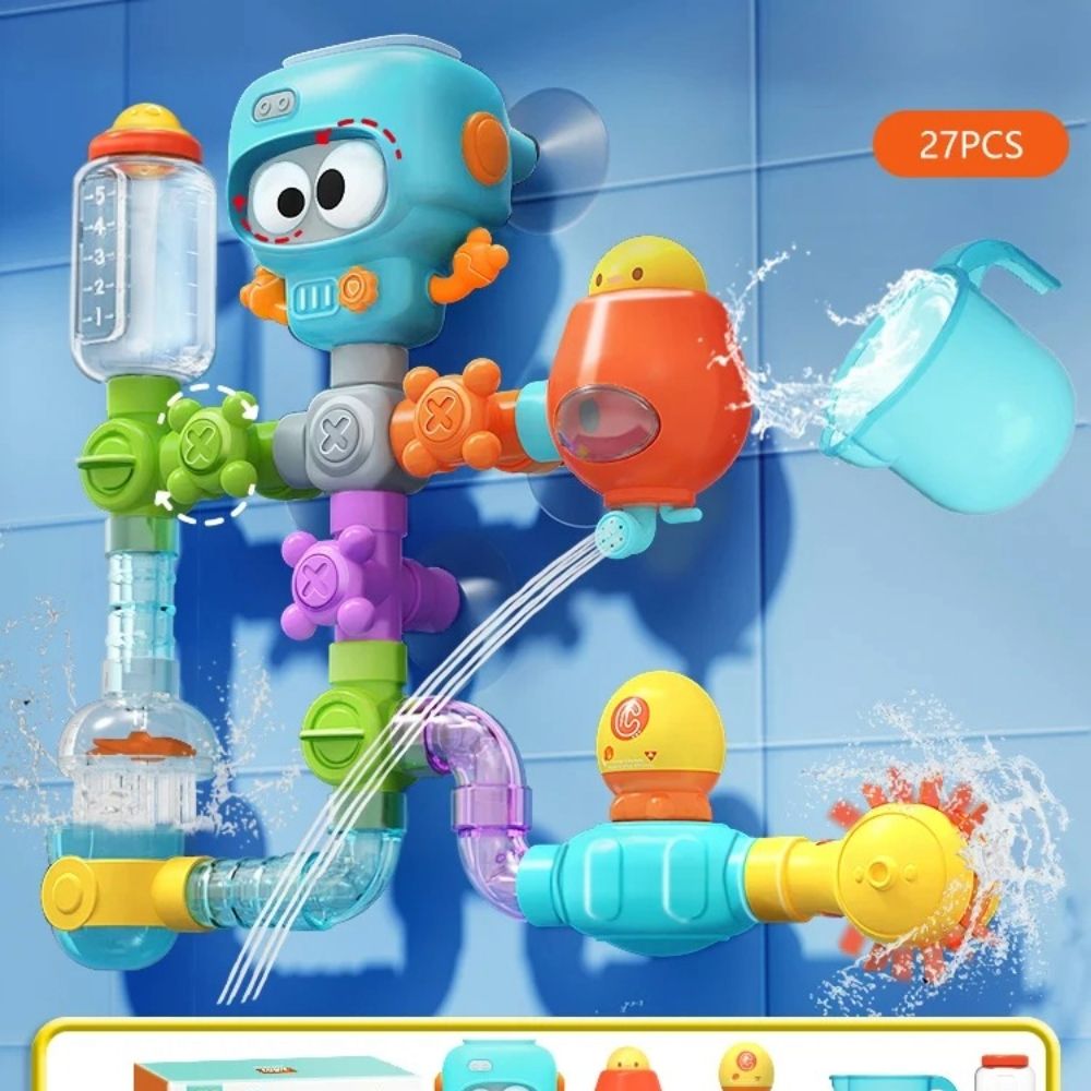 Splash and Spin Baby Bath Toys with Suction Cups and Water Tubes Set