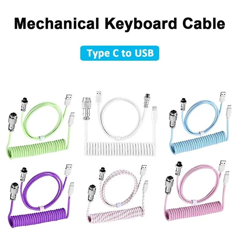 Professional Custom Coiled Mechanical Keyboard Cable with Aviator Aviation Connector