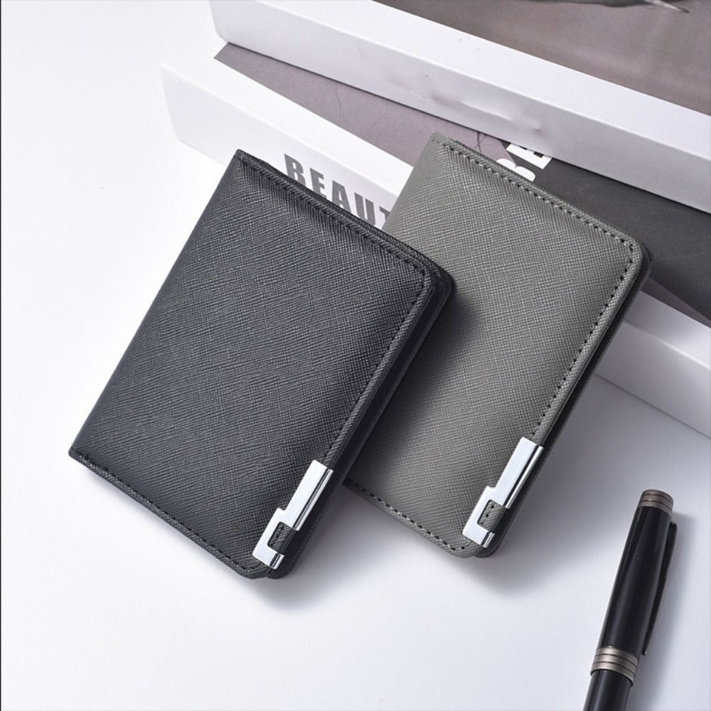 PU Leather Retro Men's Wallet, Ultra Thin Coin Purse, Multiple Pockets, Two-Fold Design for Men and Women