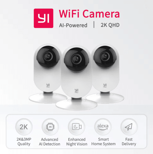 YI Pro 3 Pack 2K WiFi Home Security Camera System with Night Vision