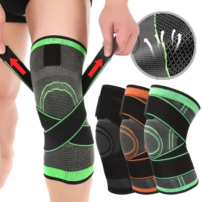 Adjustable Knee Compression Sleeve with Patella Stabilizer Strap for Sports & Running