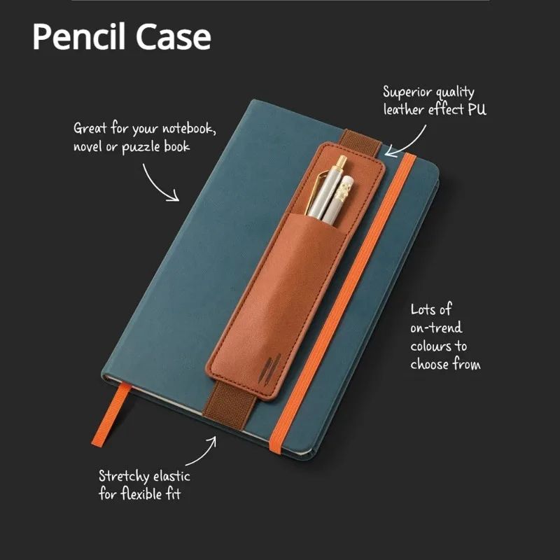 PU Leather Elastic Notebook Pen Holder Pouch – Slim Journal Pen Case