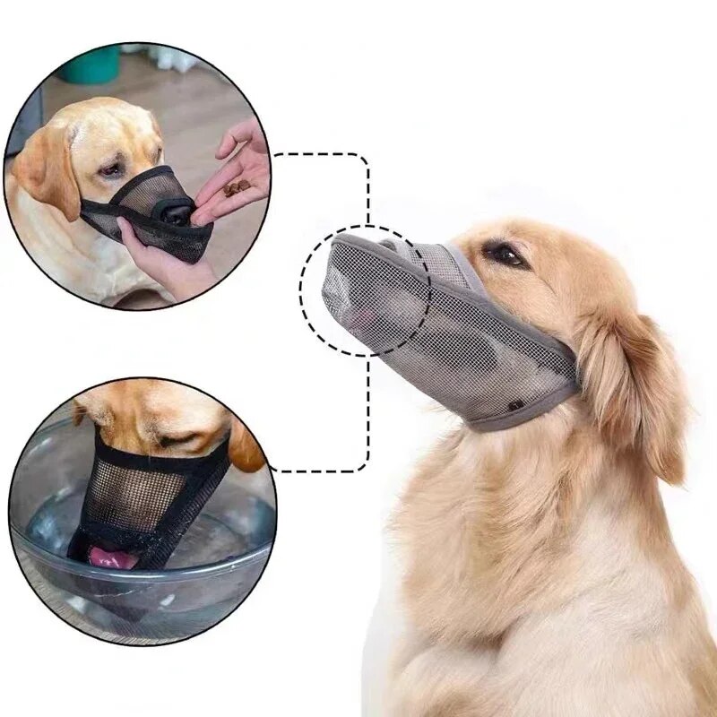 Adjustable Breathable Pet Dog Muzzle: Anti-Bark & Bite Mesh Mouth Cover