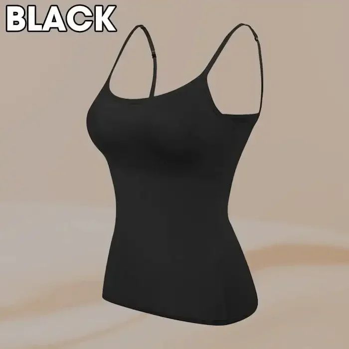 Womens Solid Padded Spaghetti Strap Cami – Built-In Bra Sexy Slim Tank Top 2024