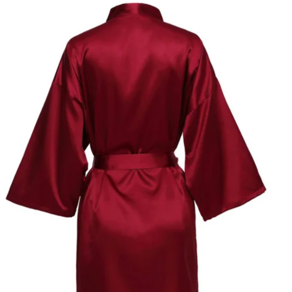 Team Bride Wedding Party Robe, Black Letters Kimono Satin Pajamas, Bridesmaid Bathrobe