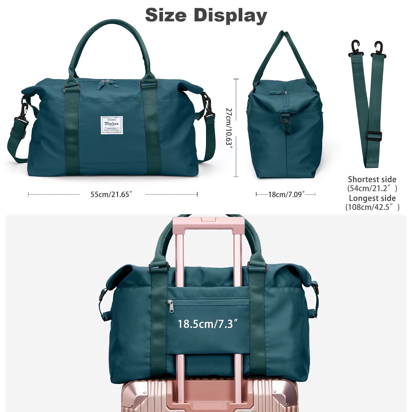 Women's Weekender Travel Tote Bag with Toiletry Bag and Wet Pocket