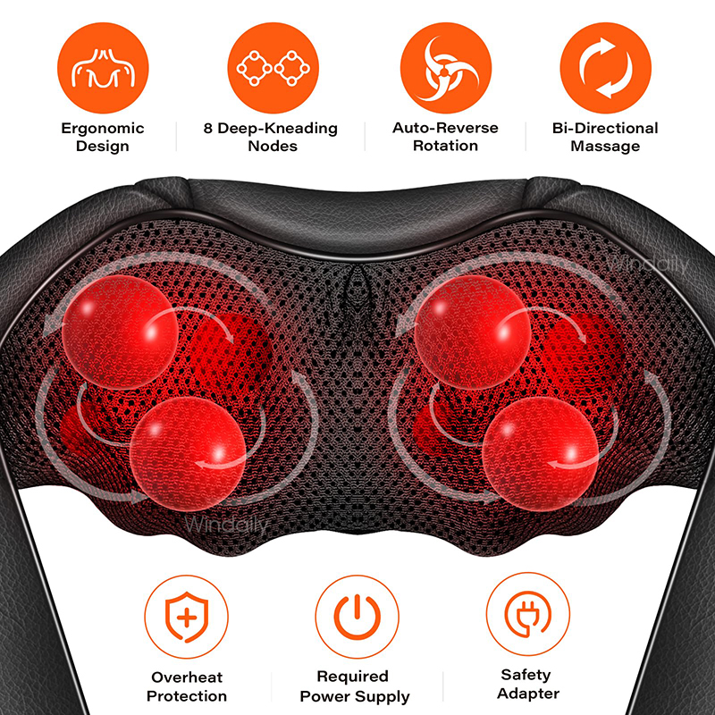 Electric Neck and Shoulder Massager with Heat, Back Massager Kneading Pillow for Full Body Muscle Relief, Home & Car Use