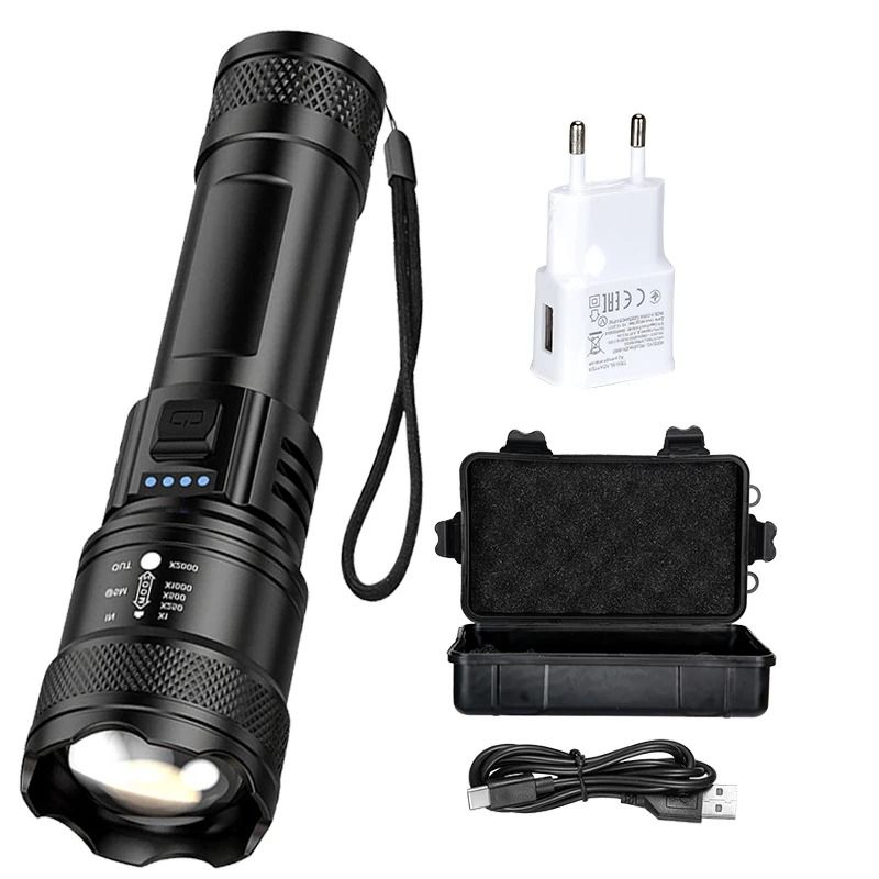 Super Bright USB Rechargeable LED Flashlight with Long Range Beam