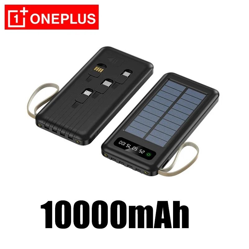 OnePlus 50000mAh Solar Power Bank | High-Capacity Fast Charging Battery with 4 Integrated Cables
