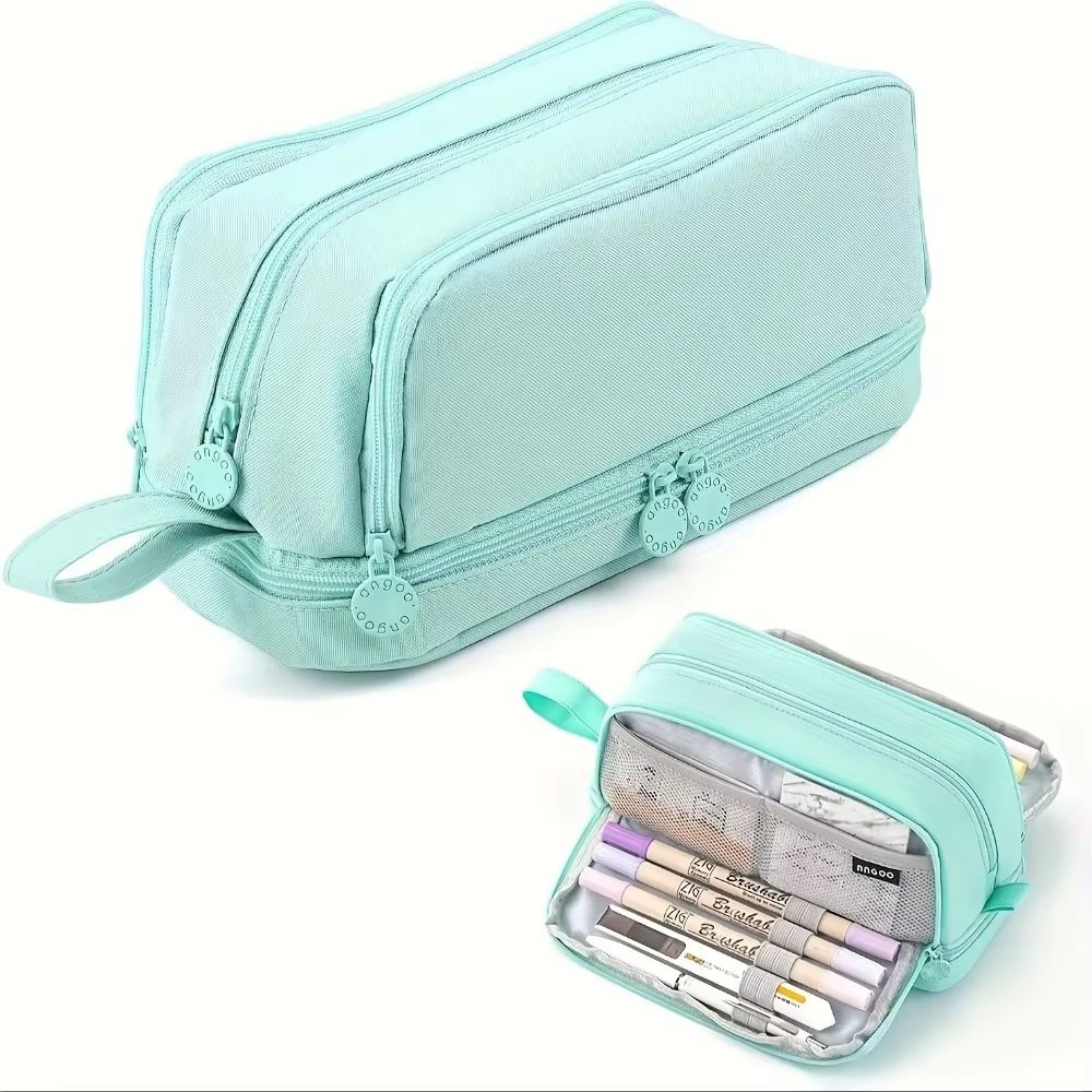 Multi-Compartment Large Capacity Pencil Case with Transparent Partition