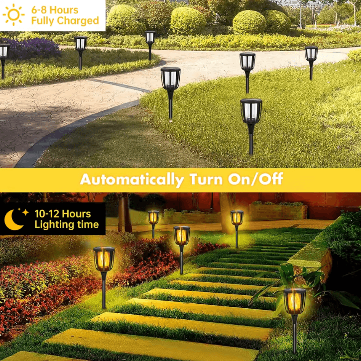 Solar Flame Torch Lights Outdoor Waterproof Solar Garden and Pathway Flickering Lawn Lights
