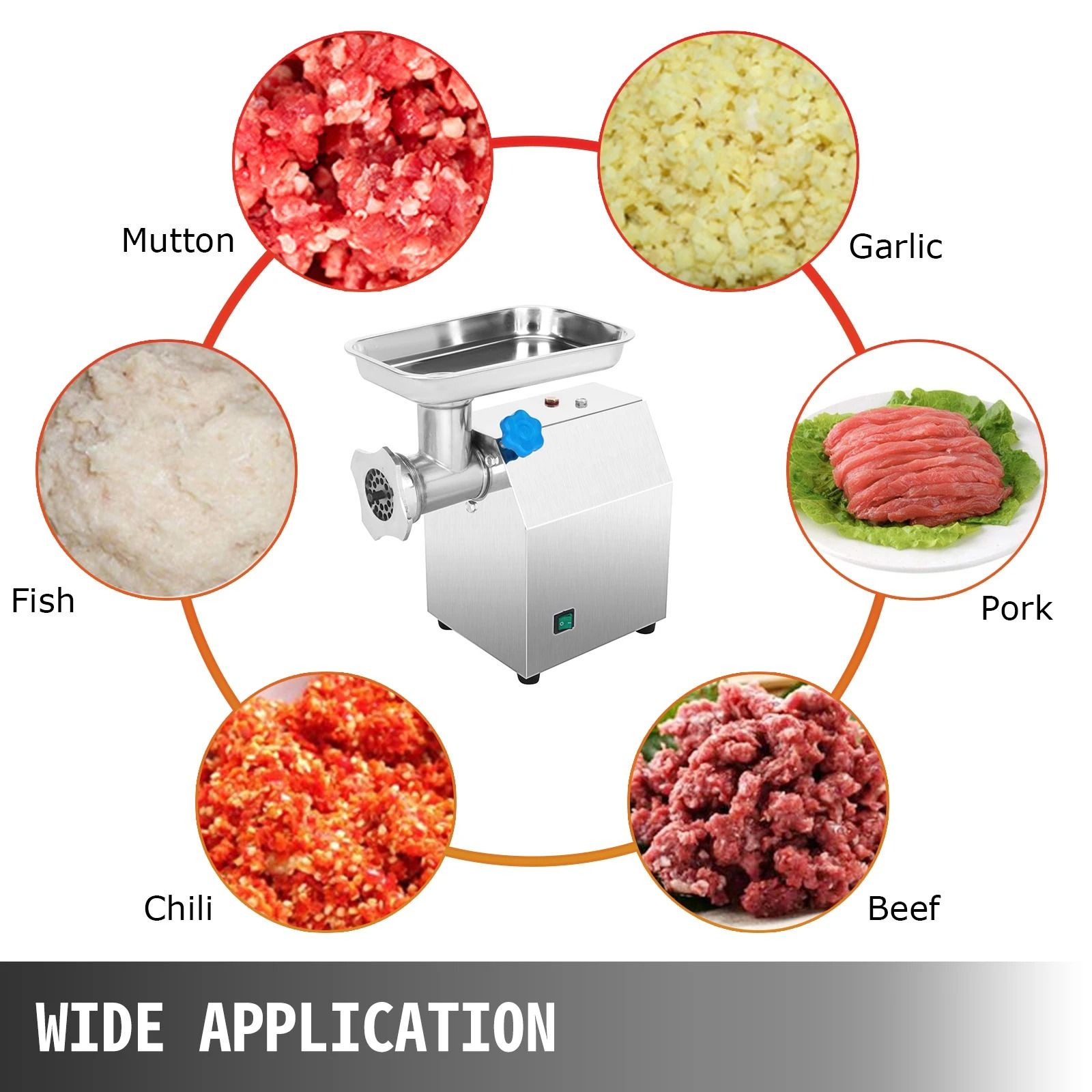 SucceBuy 250Kg/H Commercial Electric Meat Mincer and Grinder Food Processor for Kitchen and Sausage Making