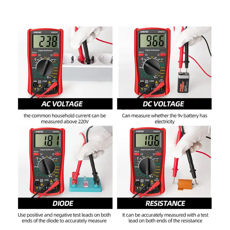 Auto AC DC Voltage Tester, Professional Digital Multimeter, Current Ammeter Test Probe, Professional Detector Tool