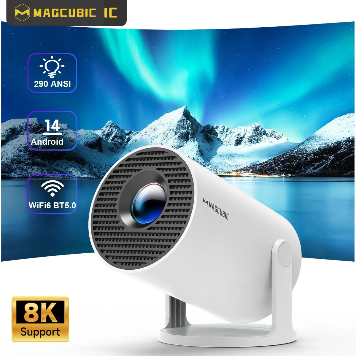Magcubic HY300 Pro 8K Android 14 Dual Wifi6 Portable Home and Outdoor Projector