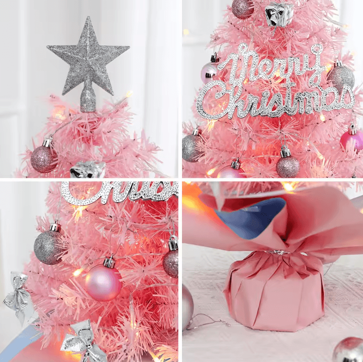 Pink Mini Christmas Tree – 45/60cm Tabletop Festive Decoration