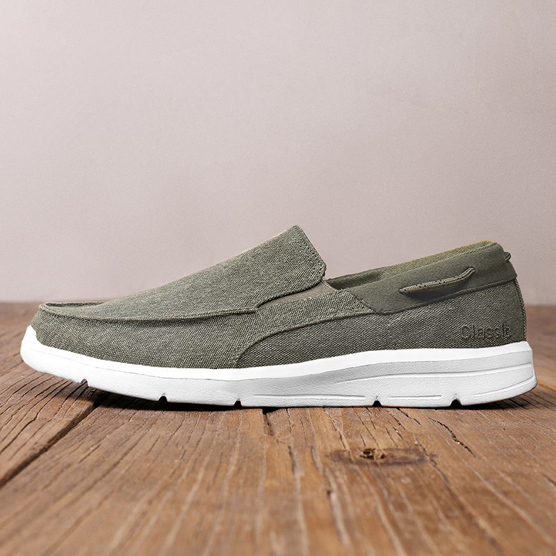Fashion Casual Men Shoes Lightweight Breathable Canvas Slip On Loafers Driving Sneakers Summer Shoes