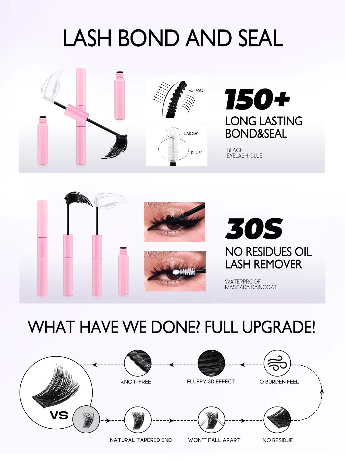 GROINNEYA DIY Eyelash Extension Kit – 640-Piece Lash Clusters with Bond & Seal for Salon-Quality Cat Eye Looks