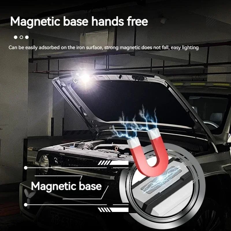 Rechargeable Mini COB LED Keychain Flashlight with Magnetic Base