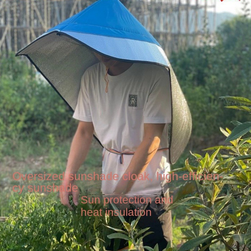 Sun & Rain Protection Hooded Cape Breathable UV Hat for Farming & Gardening with Wide Brim & Neck Cover