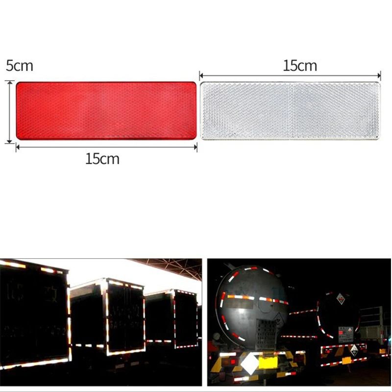 Truck Trailer Reflective Rectangle Safety Plates Adhesive Warning Stickers 8 Pack