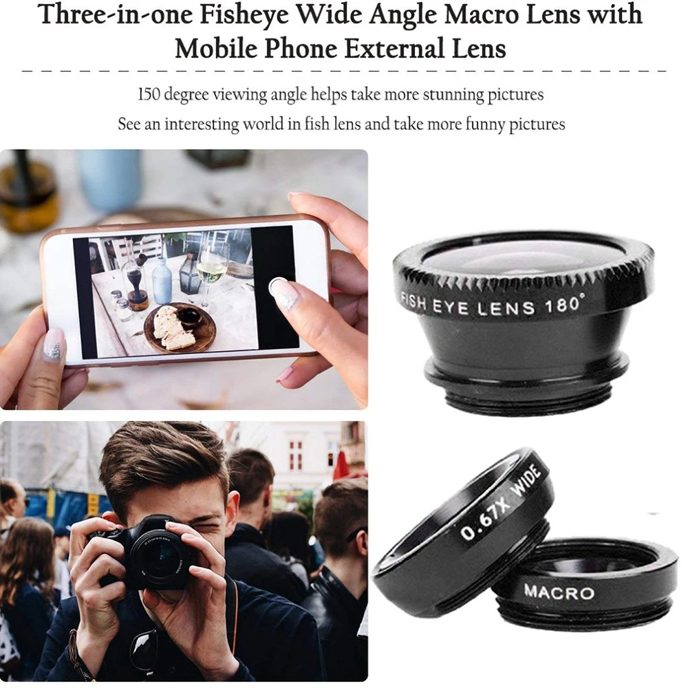 Zoom Fisheye Lens Kit for Smartphones Wide Angle Macro Camera Lens