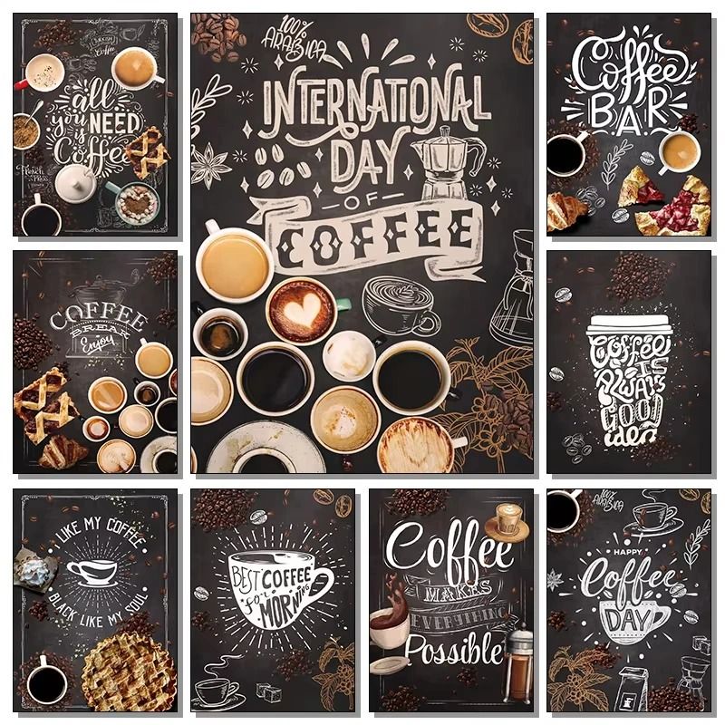 Artisan Brew Canvas | Nordic Coffee Cup & Bakery Chalkboard Art | Executive Kitchen & Cafe Sanctuary Decor