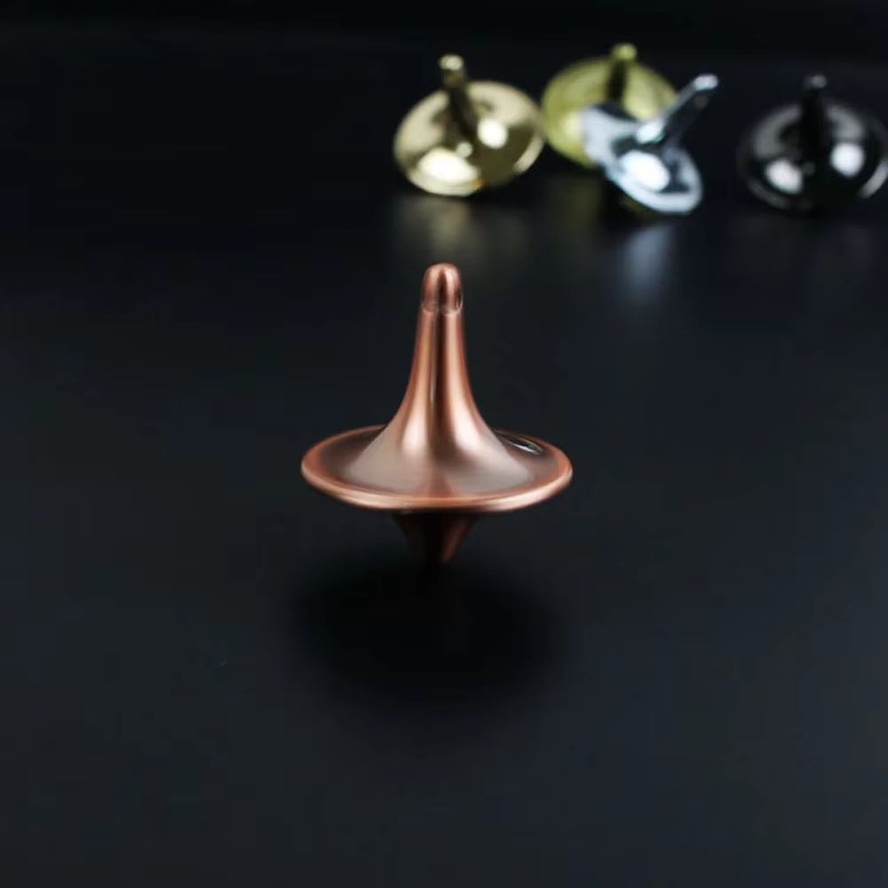 Metal Gyro Precision Silver Spinning Top with Movie Totem Print
