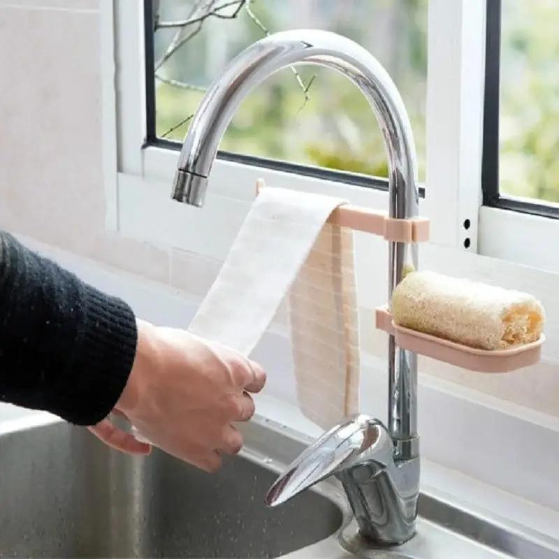 Adjustable Sink Storage Rack, Kitchen Sponge Cloth Holder, Multifunction Drain Basket