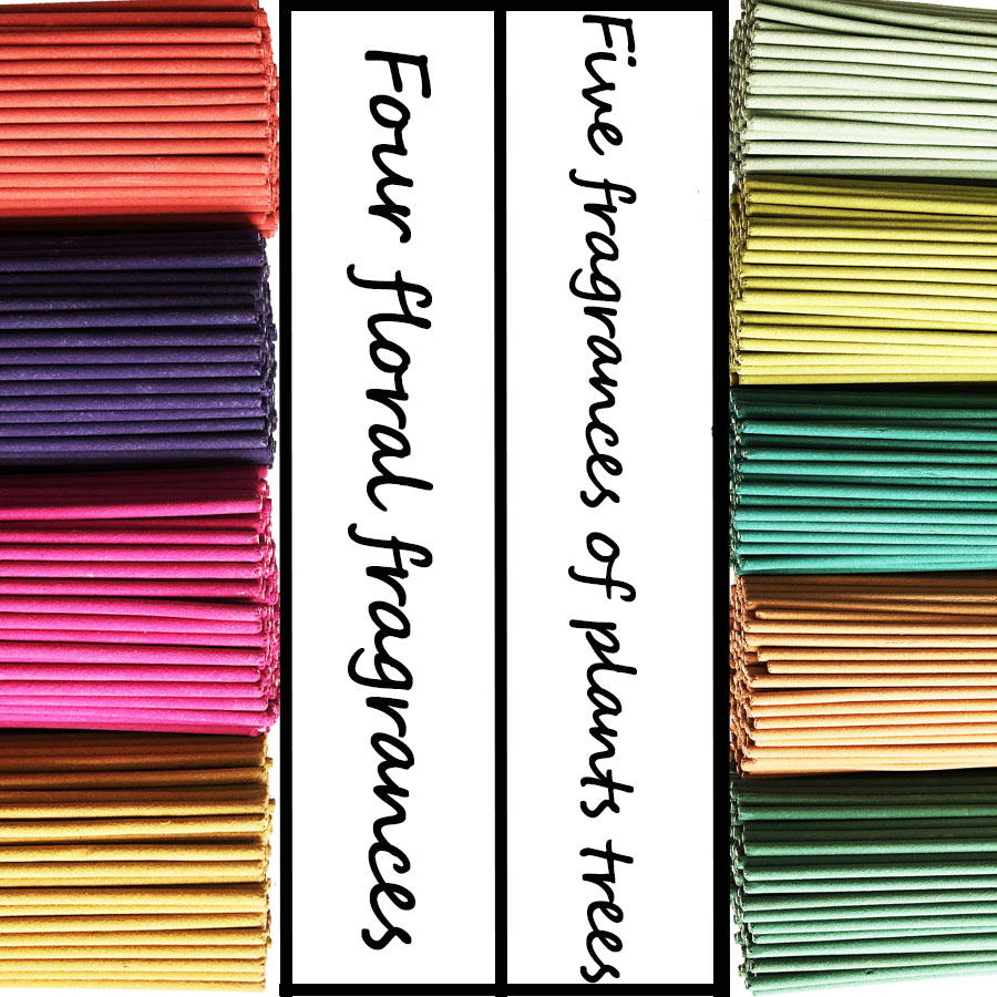 Handmade Bamboo Stick Incense, Clean Less Powder, Mixed Flower and Grass Fragrance, Long-Lasting Scent for Home
