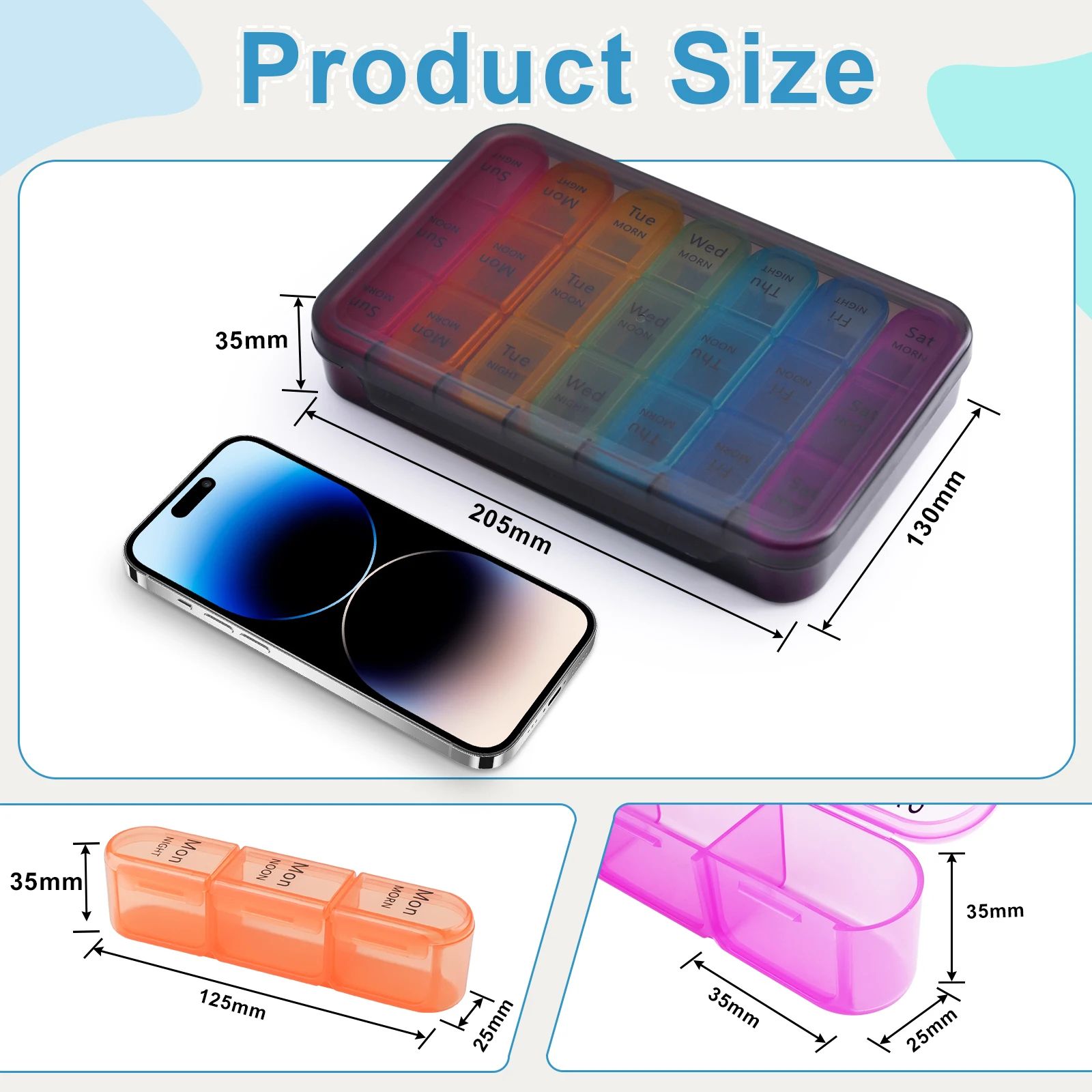Portable Weekly Monthly Pill Organizer