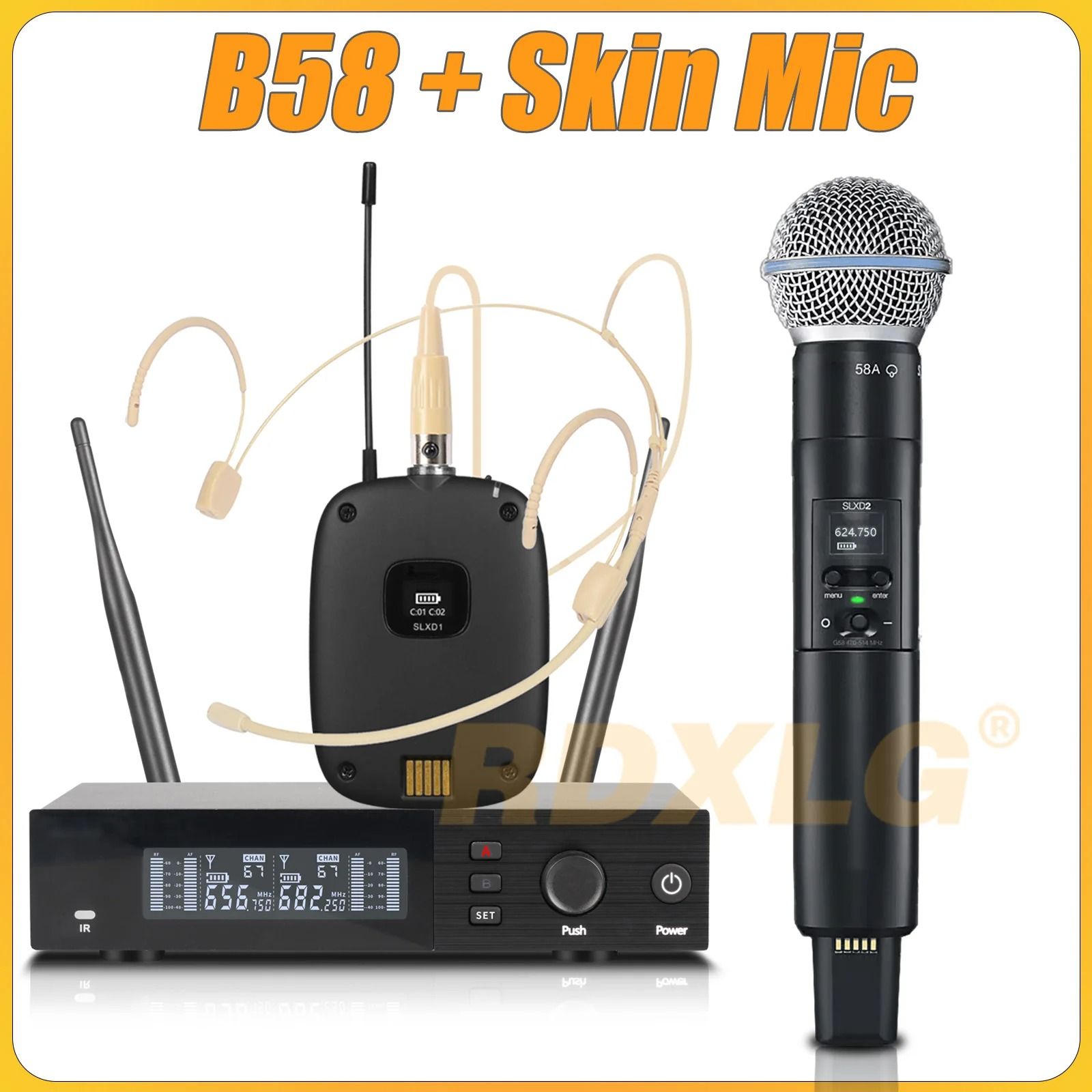SLXD4 Professional Dual Wireless Microphone System with Two Handheld UHF Microphones