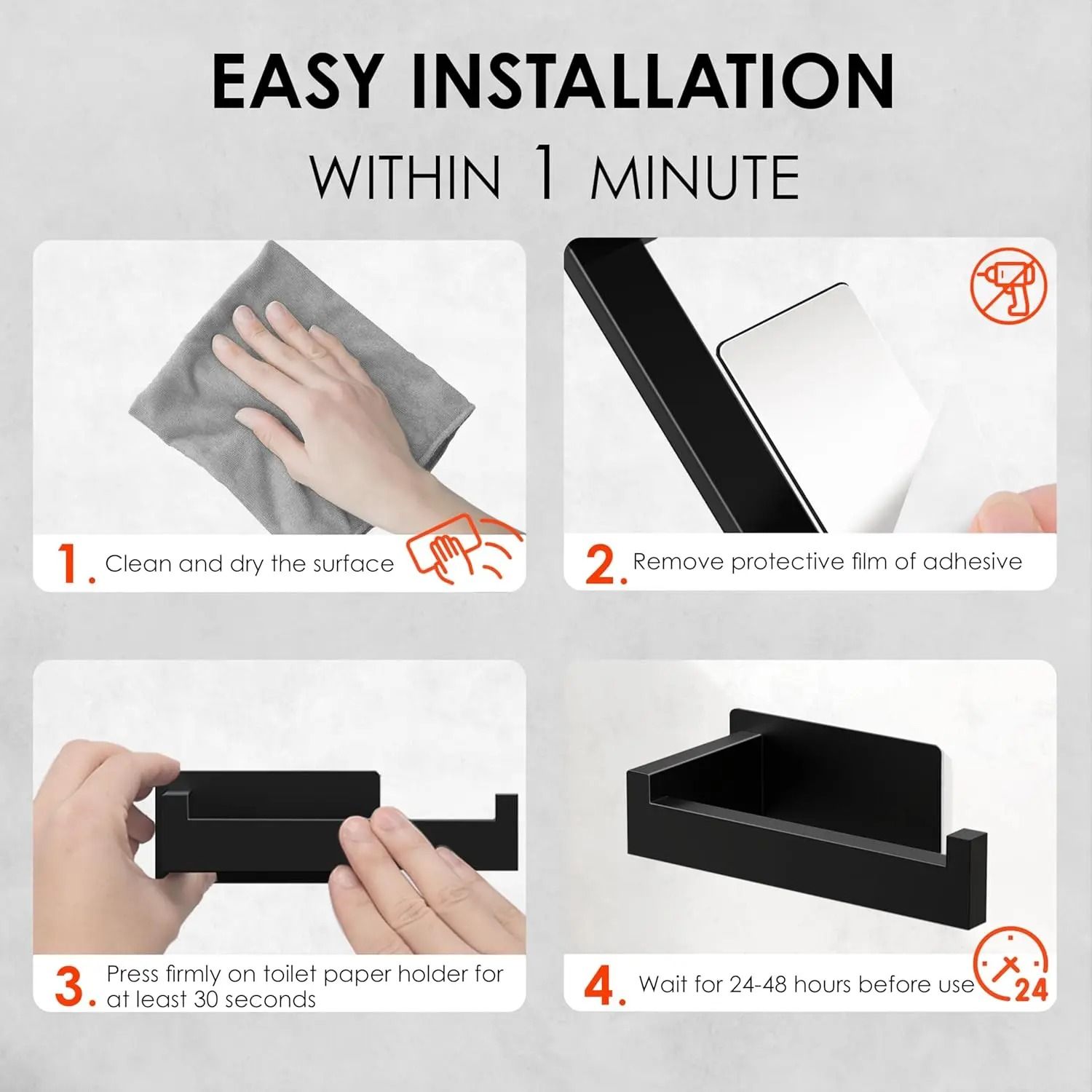 Adhesive Stainless Steel Toilet Paper Holder – Modern Waterproof Tissue Hanger