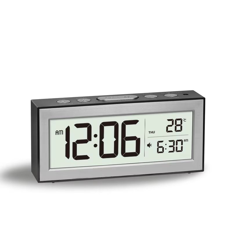 Retro LCD Digital Desk Clock with Alarm, Backlight, Calendar & Temperature Display