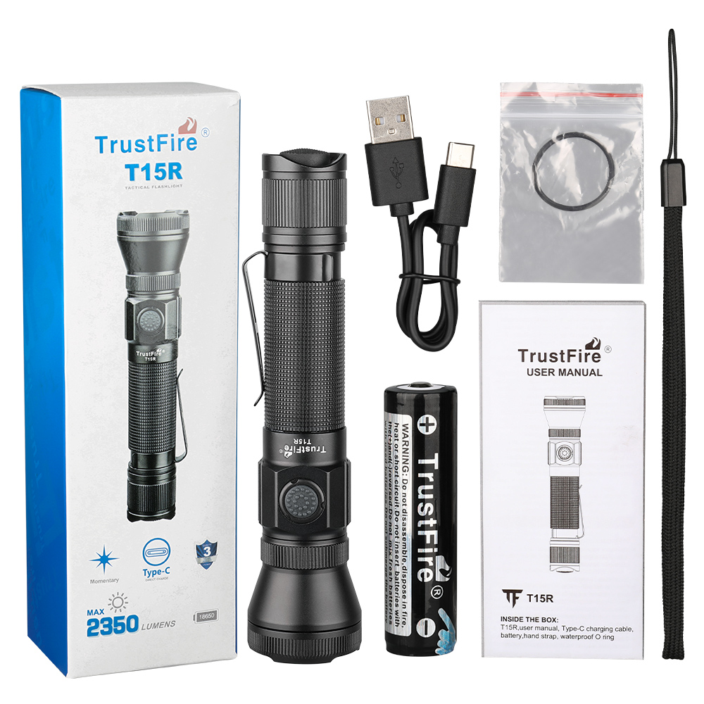 Trustfire Tactical Flashlight Lumen USB Rechargeable Military Grade LED Lamp